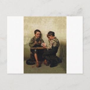 Blauwdruk ~ Schoenhoezen die poker afspelen (1885) Briefkaart