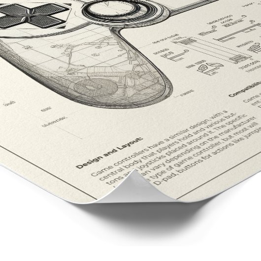 Blauwdruk spelcontroller poster (Hoek)