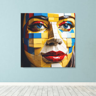 Blauwdruk van de mensheid - Een kubistisch portret Canvas Afdruk