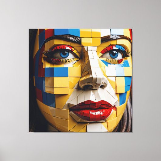 Blauwdruk van de mensheid - Een kubistisch portret Canvas Afdruk (Voorkant)