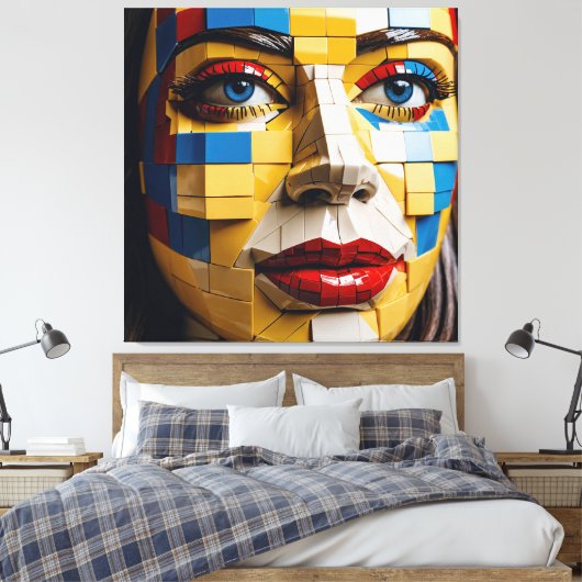 Blauwdruk van de mensheid - Een kubistisch portret Canvas Afdruk (Insitu (Slaapkamer))