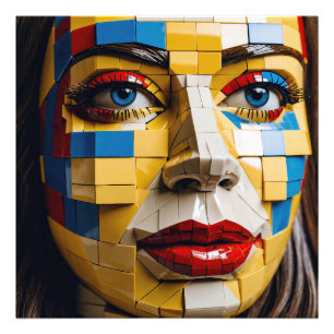 Blauwdruk van de mensheid - Een kubistisch portret Foto Afdruk