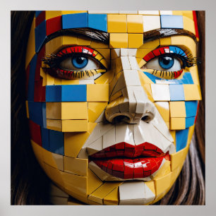 Blauwdruk van de mensheid - Een kubistisch portret Poster