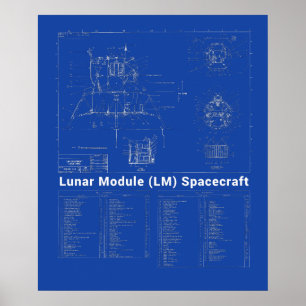 Blauwdruk van de module Lander Lunar (LM) Poster