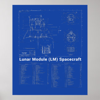 Blauwdruk van de module Lander Lunar (LM) Poster