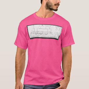 Blauwdruk van een stoomlocomotief t-shirt