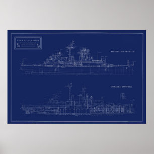 Blauwdruk van lichte kruiser Little Rock van de ma Poster