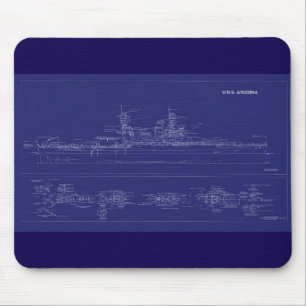 Blauwdruk van slagschip USS Arizona Muismat