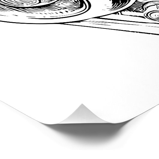 Blauwdrukdiagram van motorblok - Mannen Perfect Poster (Hoek)