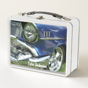 Blauwe 1957 Chevy Vintage Auto, DIY Naam