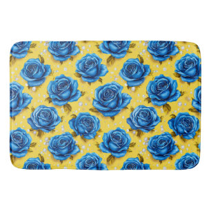 Blauwe 3d rozen badmat
