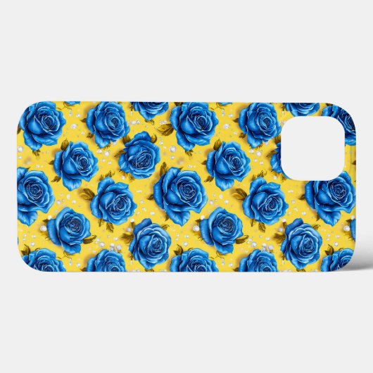 Blauwe 3d-rozen Case-Mate iPhone case (Achterkant (horizontaal))