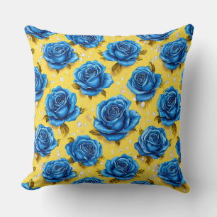 Blauwe 3d rozen kussen