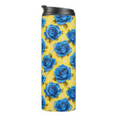 Blauwe 3d rozen thermosbeker (Geroteerd rechts)