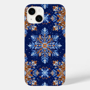 Blauwe 3D sneeuwvlokken Case-Mate iPhone 14 Hoesje