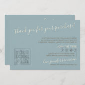 Blauwe Aangepaste logo QR-code Aanwijzingen kaarsz Bedankkaart (Voorkant / Achterkant)