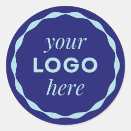 Blauwe aangepaste minimalistische logo cirkel stic ronde sticker