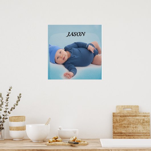 Blauwe, aangepaste, speciaal voor baby's bestemde poster (Keuken)