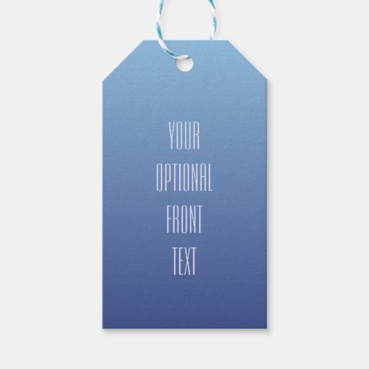 Blauwe aangepaste tekstcadeaulabels voor verloop cadeaulabel (Voorkant)