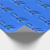 Blauwe Aantrekkelijke Charmante Monogram Bruiloft Cadeaupapier (Hoek)