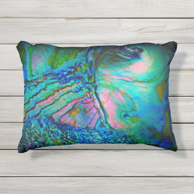 Blauwe Abalone Schaal Accent Kussen (Voorkant)