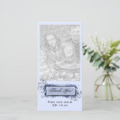 Blauwe Abstracte Bloemige Dankjewel Bedankkaart (Staand voorkant)