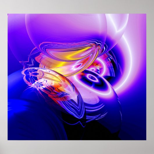 Blauwe Abstracte digitale kunst Posters (Voorkant)