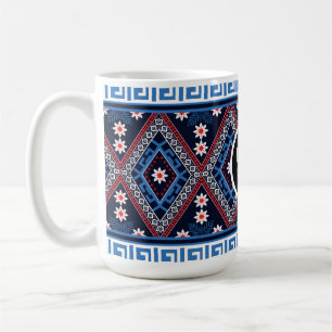 Blauwe Abstracte Etnische Geometrische Patronen me Koffiemok