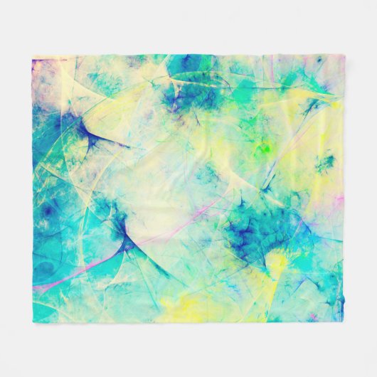 blauwe abstracte fractale achtergrond 3d rendering fleece deken (Voorkant (Horizontaal))