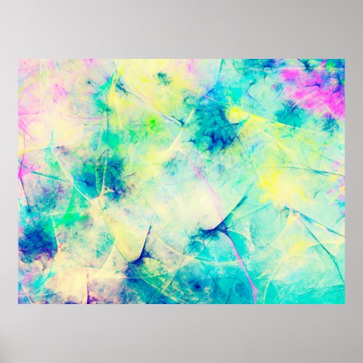blauwe abstracte fractale achtergrond 3d rendering poster (Voorkant)