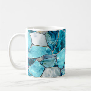 Blauwe abstracte gemstone-cellen koffiemok