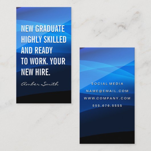 Blauwe Abstracte Golven | Net Afgestudeerd Visitekaartje (Voorkant / Achterkant)