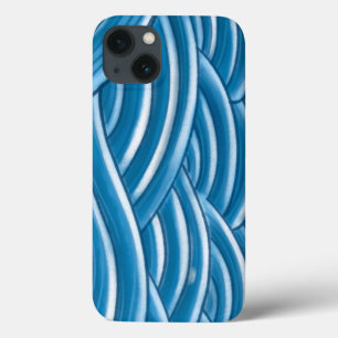 Blauwe Abstracte Golven & Stromende Lijnen Patroon iPhone 13 Hoesje
