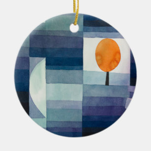 Blauwe Abstracte Herfst Paul Klee Aquarel Keramisch Ornament
