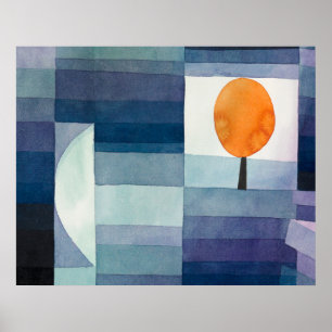 Blauwe Abstracte Herfst Paul Klee Aquarel Poster