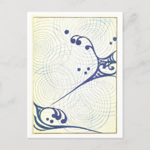 Blauwe Abstracte Japanse Ontwerpansichtkaart Briefkaart