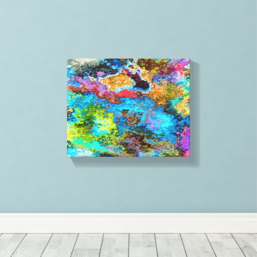 Blauwe Abstracte kunst Canvas Afdruk (Insitu (Houten vloer))