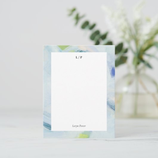 Blauwe Abstracte Kunst Gepersonaliseerde Vlakke No Kaart (Staand voorkant)