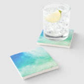 Blauwe Abstracte kunst Stenen Onderzetter (Zijkant)