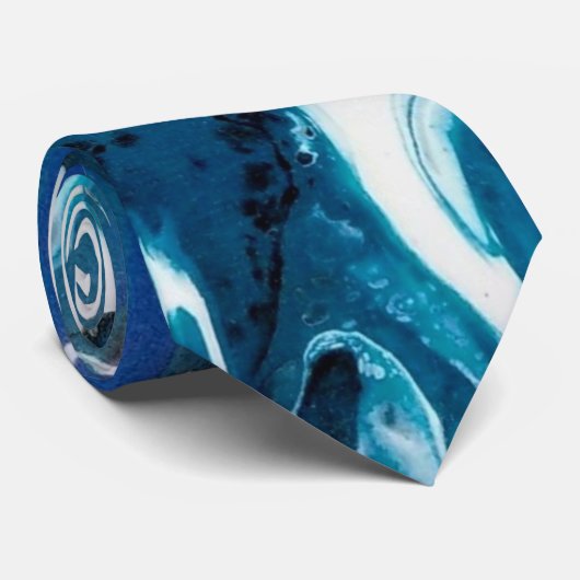 Blauwe Abstracte Kunst Stropdas (Opgerold)