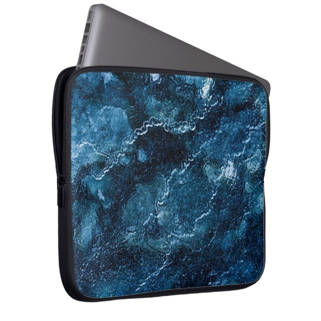Blauwe Abstracte laptophoes Laptop Sleeve (Voorkant Rechts)