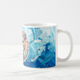 Blauwe abstracte leeuwenkop koffiemok
