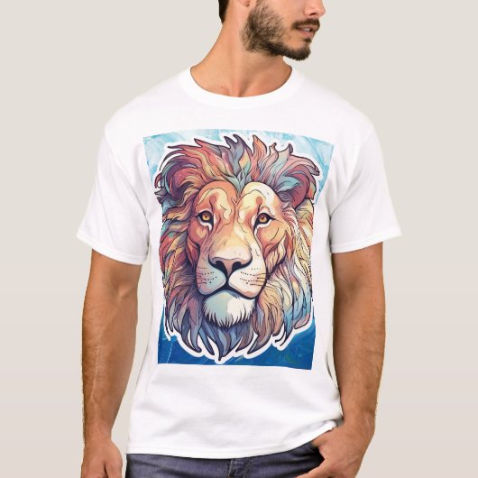 BLAUWE Abstracte leeuwenkop T-shirt (Voorkant)