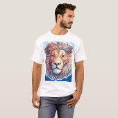 BLAUWE Abstracte leeuwenkop T-shirt (Voorkant volledig)