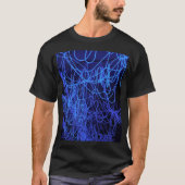 Blauwe abstracte lichtlijnen t-shirt (Voorkant)