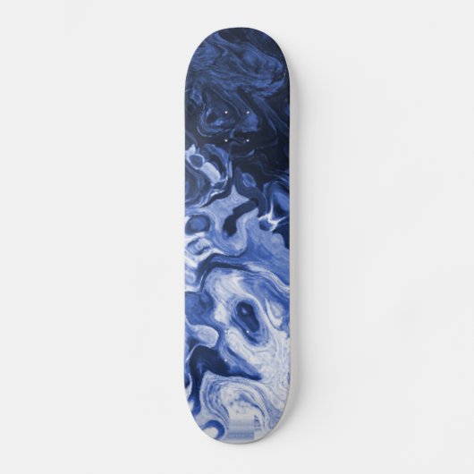 Blauwe Abstracte marmerkunst Skateboard (Voorkant)