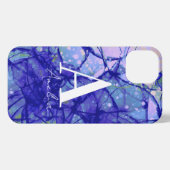 Blauwe Abstracte monogrammen iPhone Hoesje (Achterkant horizontaal)