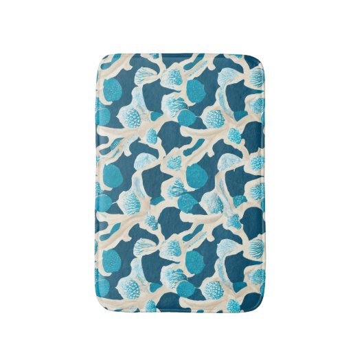 Blauwe Abstracte oceaanbodem | Kustpatroon Badmat (Voorkant Verticaal)