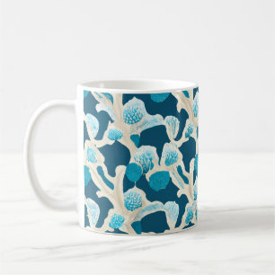 Blauwe Abstracte oceaanbodem Kustpatroon Koffiemok