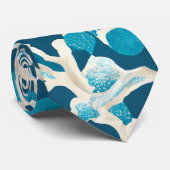 Blauwe Abstracte oceaanbodem | Kustpatroon Stropdas (Opgerold)